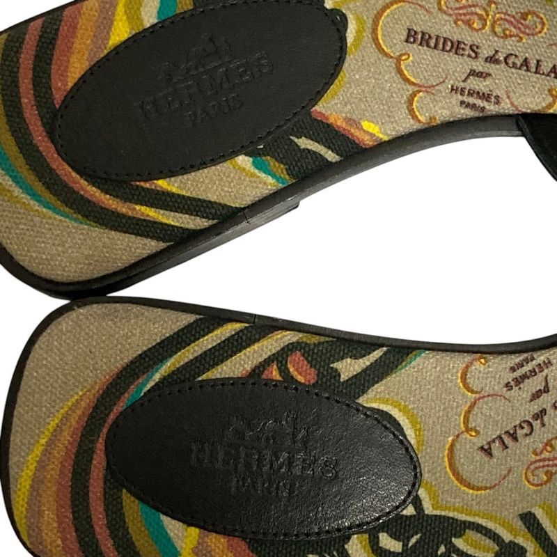 Hermes Oran Studded Flat Sandals 36 Black Hermes