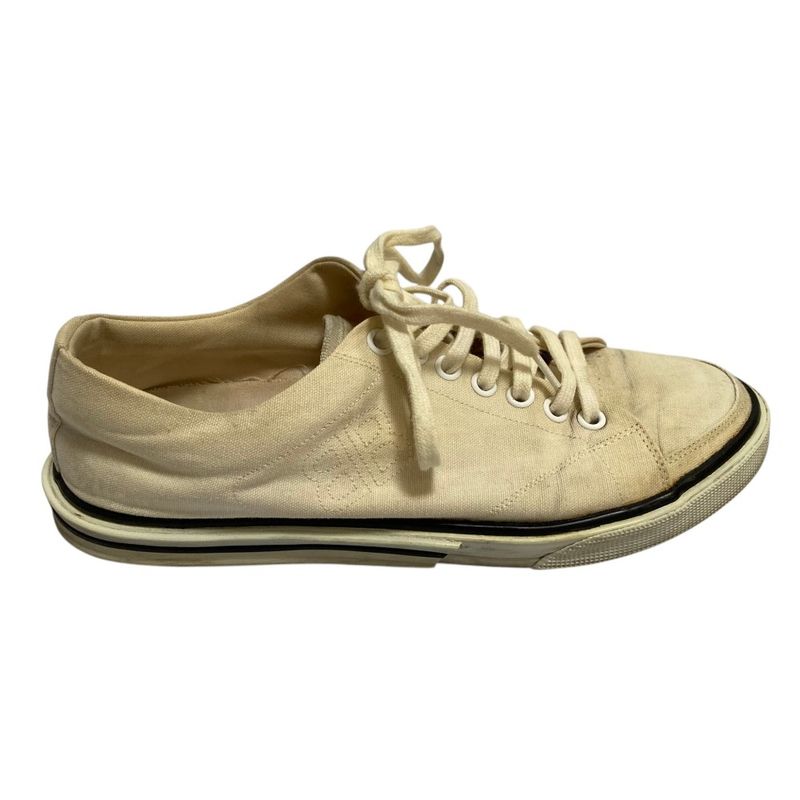 Balenciaga Distressed Canvas Low Cut Sneakers 37 Beige Black
