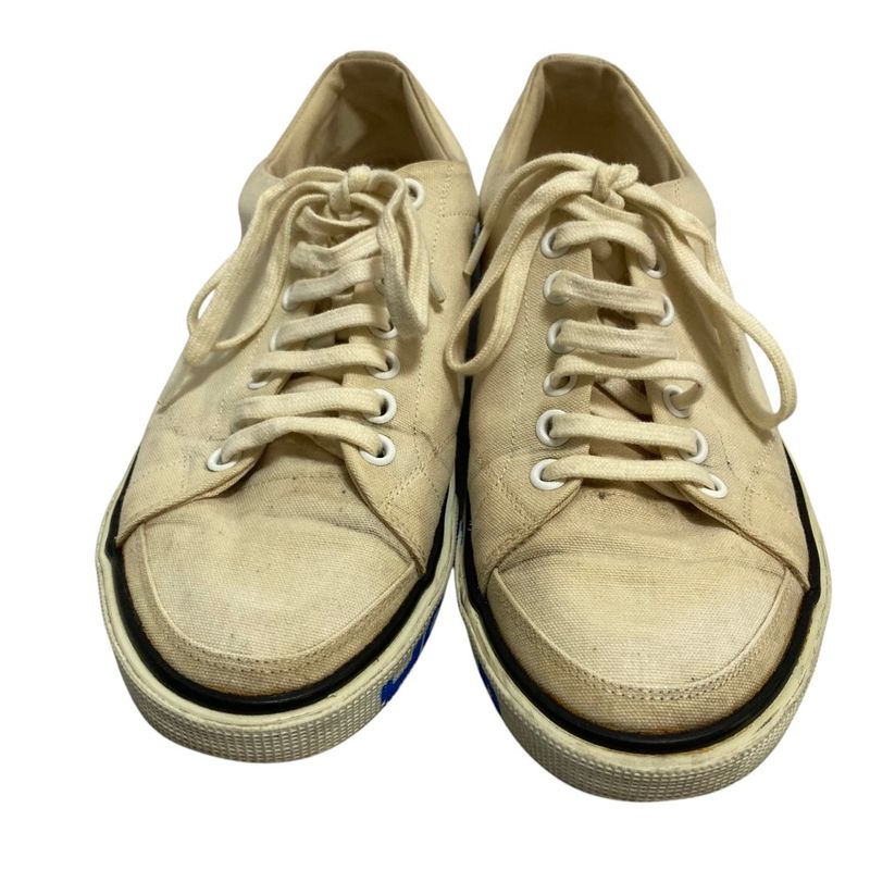 Balenciaga Distressed Canvas Low Cut Sneakers 37 Beige Black