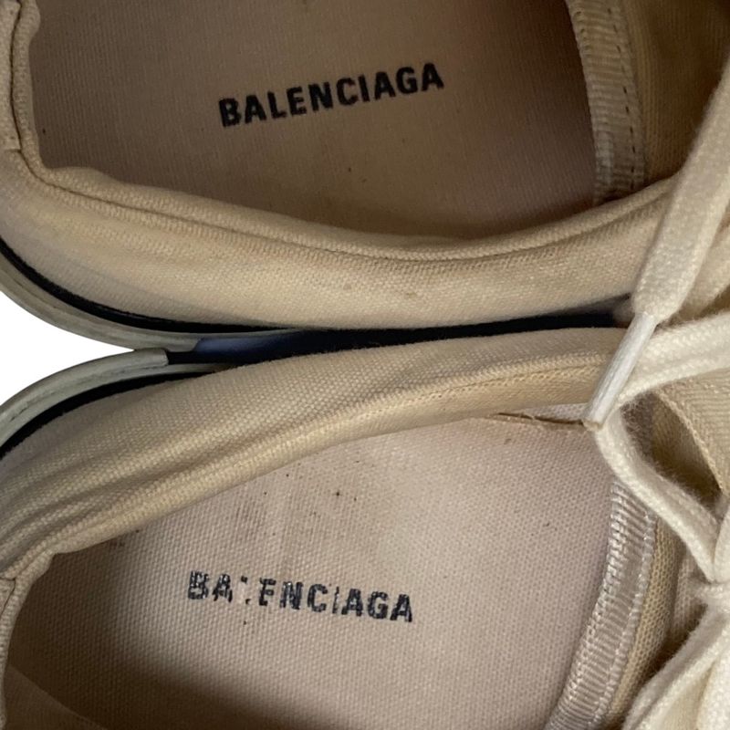 Balenciaga Distressed Canvas Low Cut Sneakers 37 Beige Black