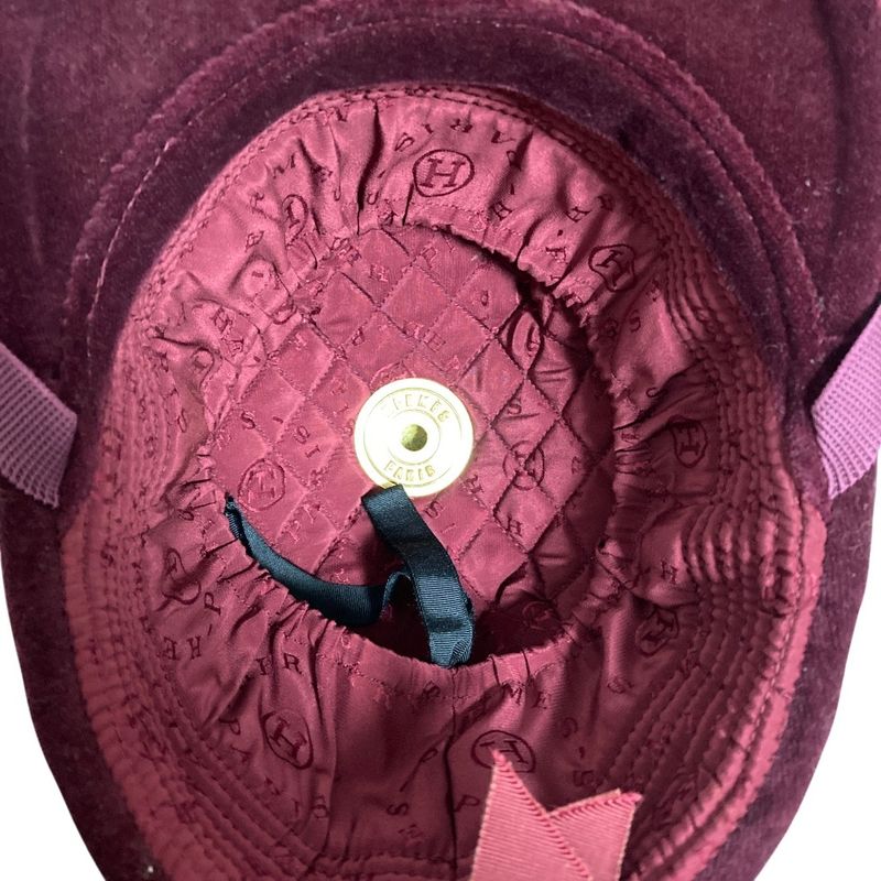 Hermes Velvet Horse Riding Helmet Shoulder Bag Bordeaux