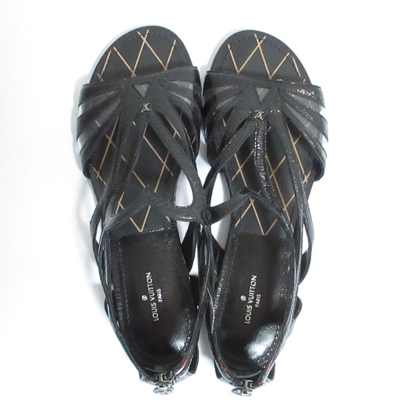 Louis Vuitton Heart Cut Work Sandals 37 Black