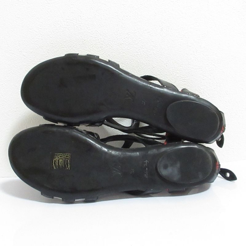 Louis Vuitton Heart Cut Work Sandals 37 Black