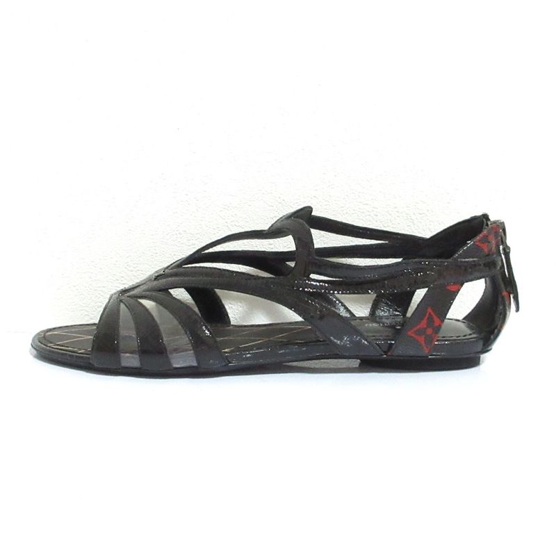 Louis Vuitton Heart Cut Work Sandals 37 Black