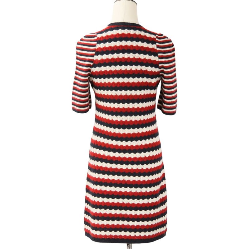 Chanel Wave Stripe Tricolor Cashmere Knit Dress 36