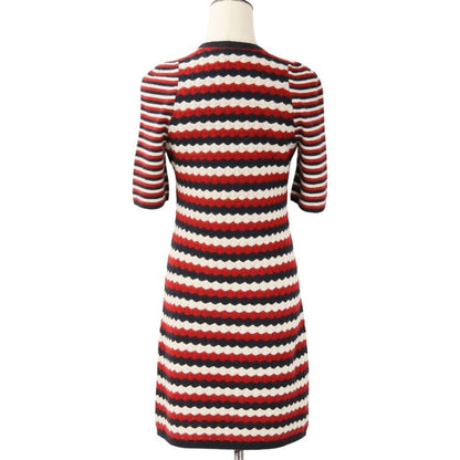 Chanel Wave Stripe Tricolor Cashmere Knit Dress 36