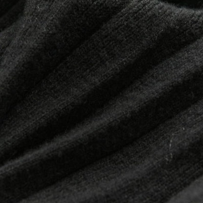 Chanel Pleated Wool Knit Dress 38 Black