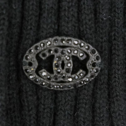 Chanel Pleated Wool Knit Dress 38 Black