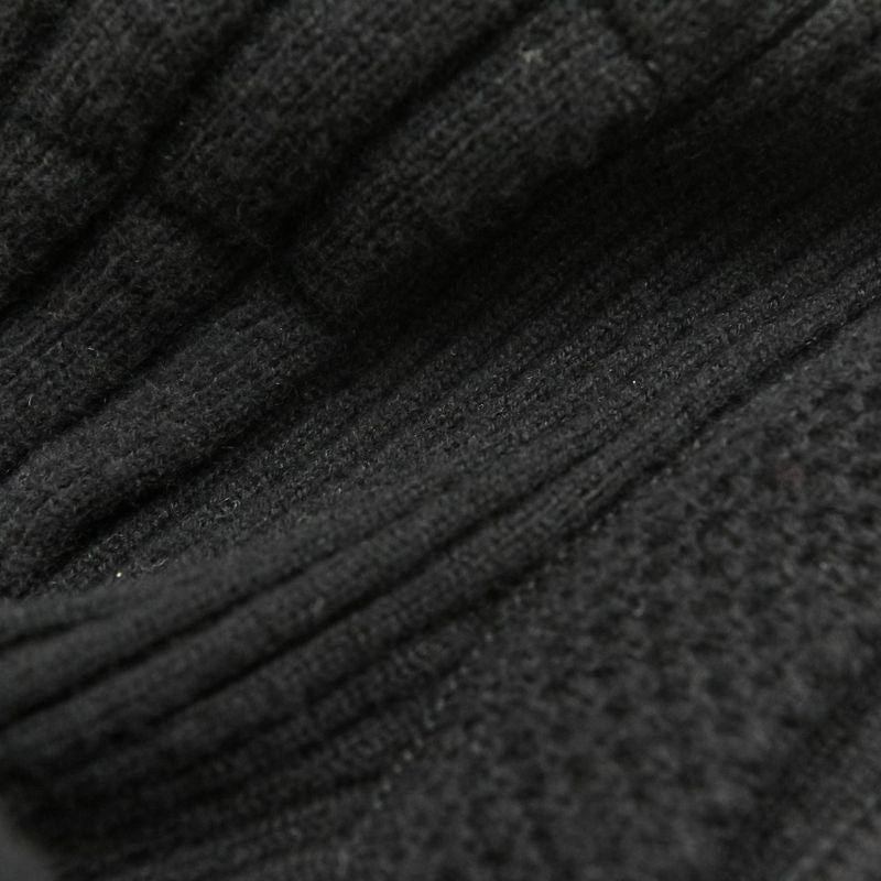 Chanel Pleated Wool Knit Dress 38 Black