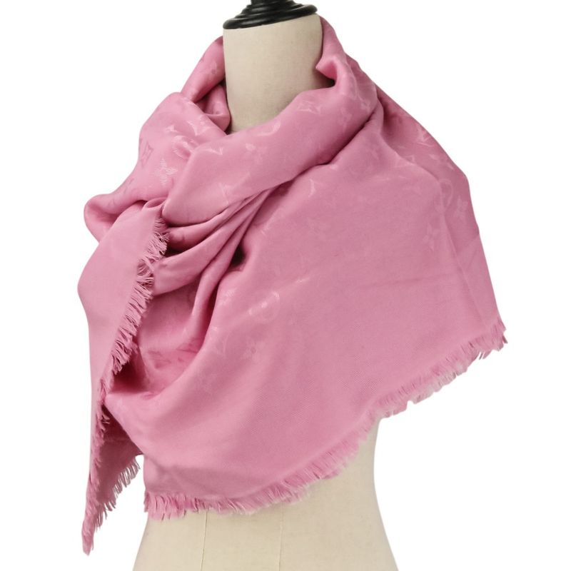 Louis Vuitton Monogram Silk Wool Shawl Pink