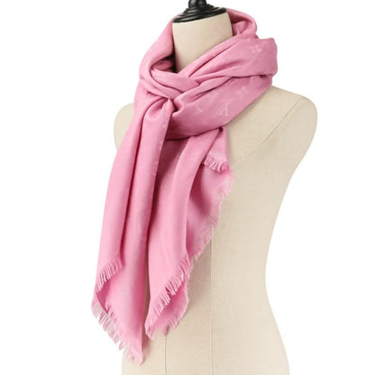 Louis Vuitton Monogram Silk Wool Shawl Pink