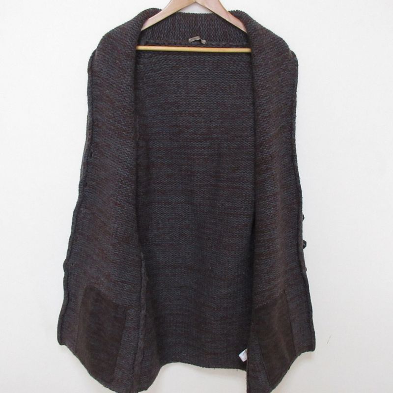 Bottega Veneta Shawl Collar Long Knit Cardigan 42 Gray Brown Graybrown