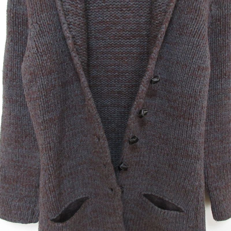 Bottega Veneta Shawl Collar Long Knit Cardigan 42 Gray Brown Graybrown