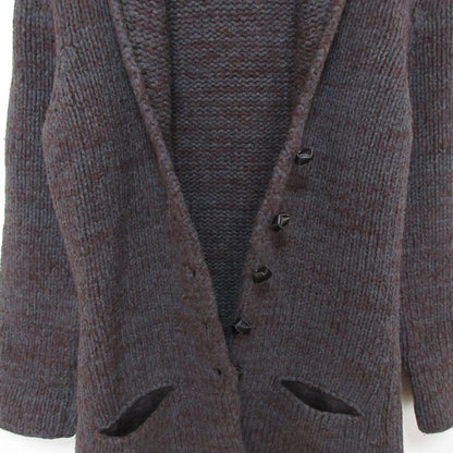 Bottega Veneta Shawl Collar Long Knit Cardigan 42 Gray Brown Graybrown