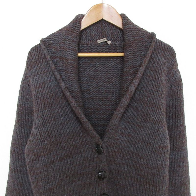 Bottega Veneta Shawl Collar Long Knit Cardigan 42 Gray Brown Graybrown
