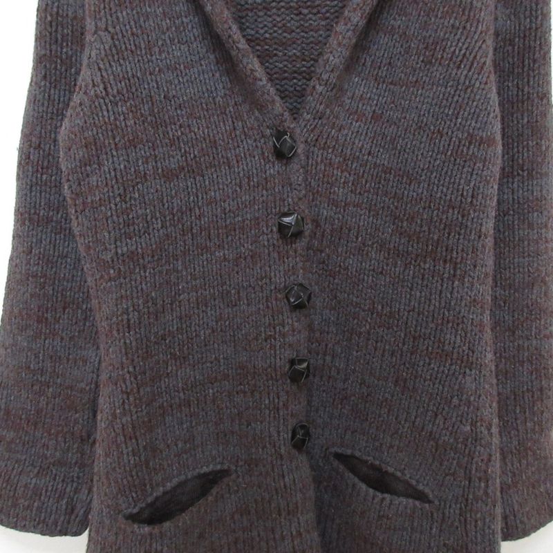Bottega Veneta Shawl Collar Long Knit Cardigan 42 Gray Brown Graybrown