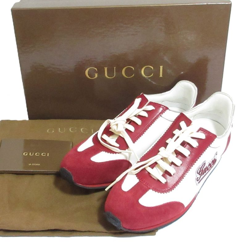 Gucci Side Logo Sneakers 35 White Red