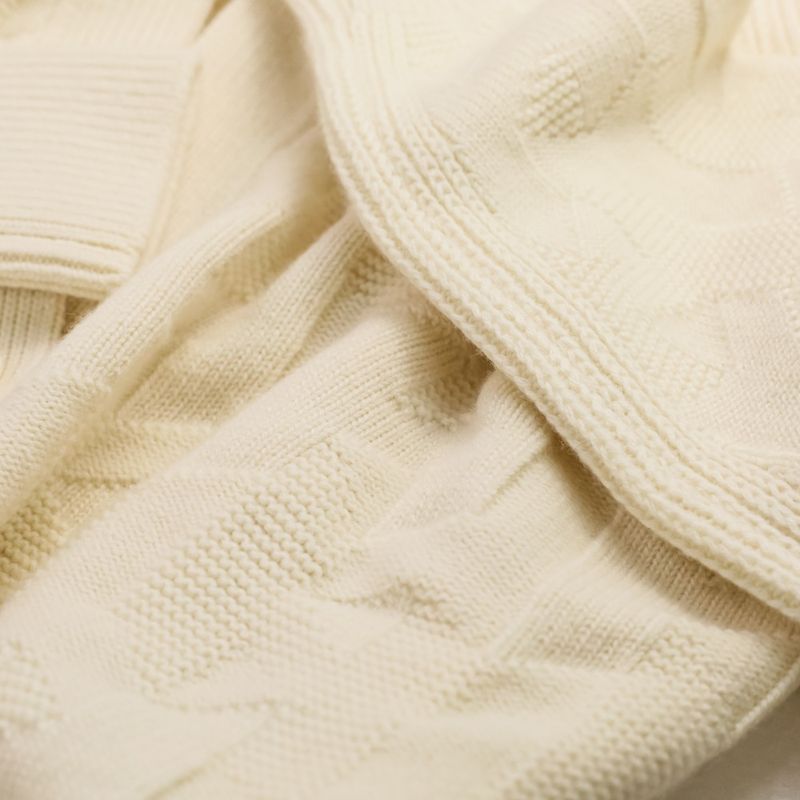 Hermes Jacquard Knit Cardigan 38 Ivory