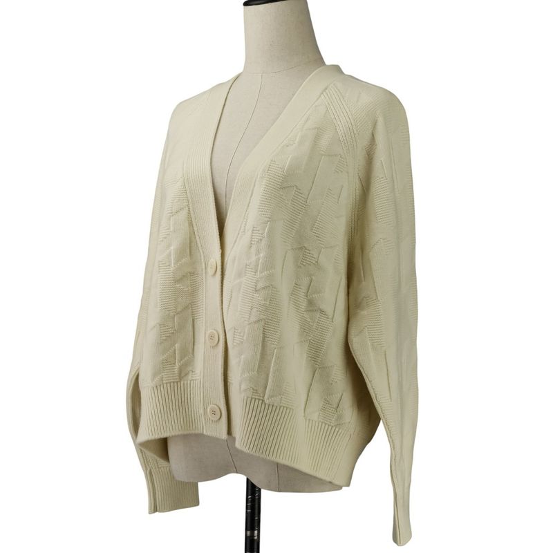 Hermes Jacquard Knit Cardigan 38 Ivory