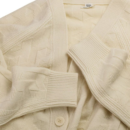 Hermes Jacquard Knit Cardigan 38 Ivory
