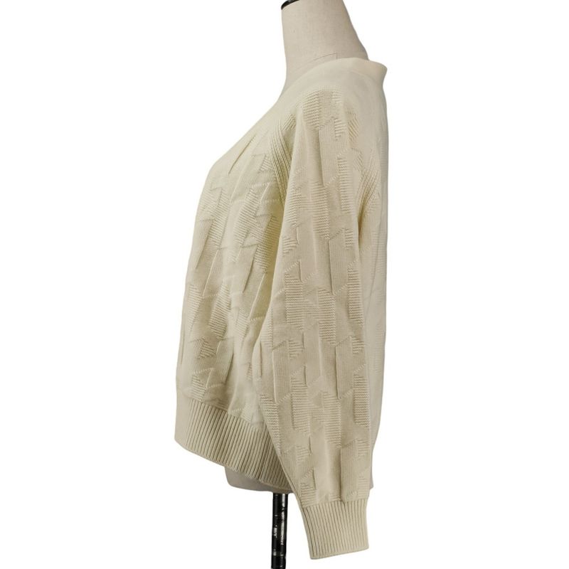 Hermes Jacquard Knit Cardigan 38 Ivory