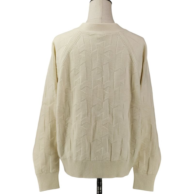 Hermes Jacquard Knit Cardigan 38 Ivory
