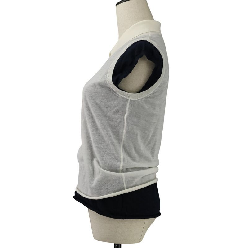 Loewe Drape Top Cashmere M Navy White
