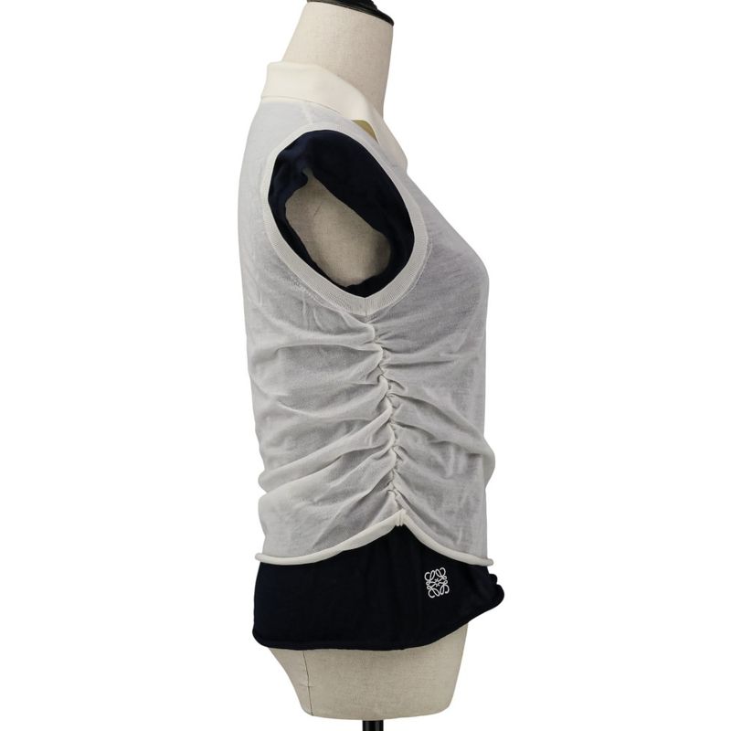 Loewe Drape Top Cashmere M Navy White