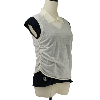Loewe Drape Top Cashmere M Navy White