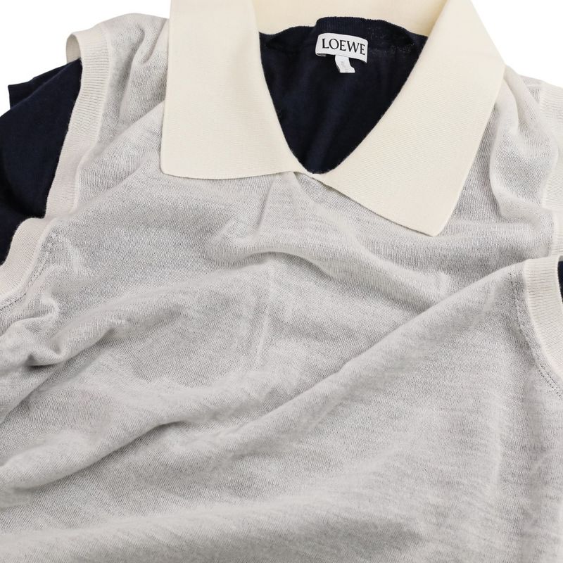 Loewe Drape Top Cashmere M Navy White