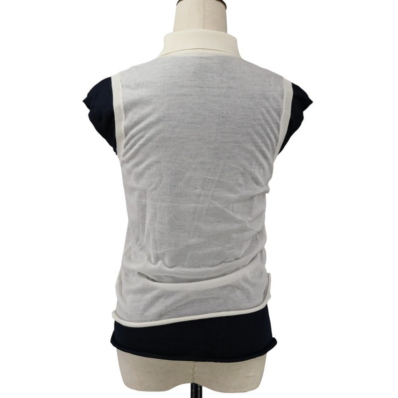Loewe Drape Top Cashmere M Navy White
