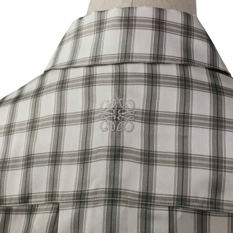 Loewe Plaid Silk Shirt 32 White Gray