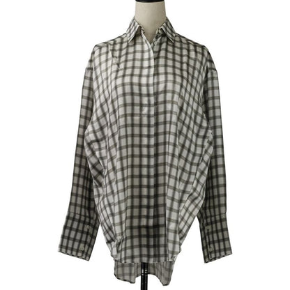 Loewe Plaid Silk Shirt 32 White Gray