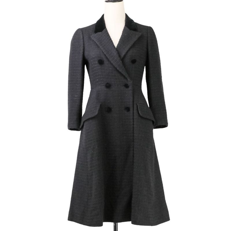 Chanel Tweed Coat with Scarf 36 Black