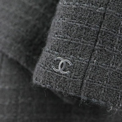 Chanel Tweed Coat with Scarf 36 Black