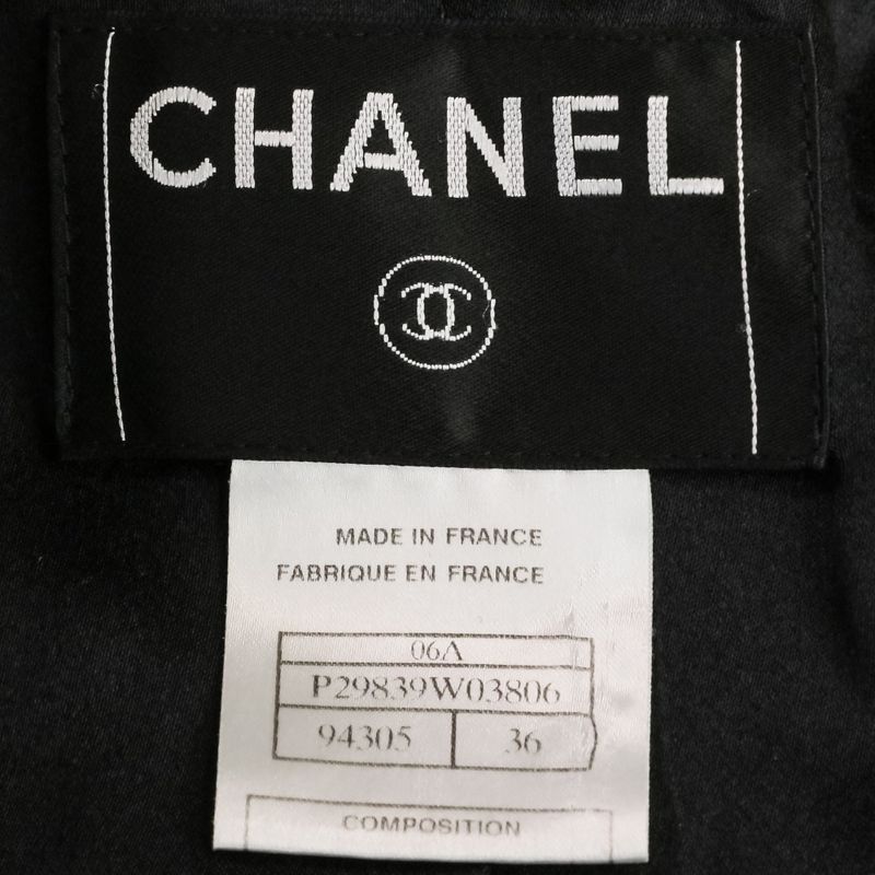 Chanel Tweed Coat with Scarf 36 Black