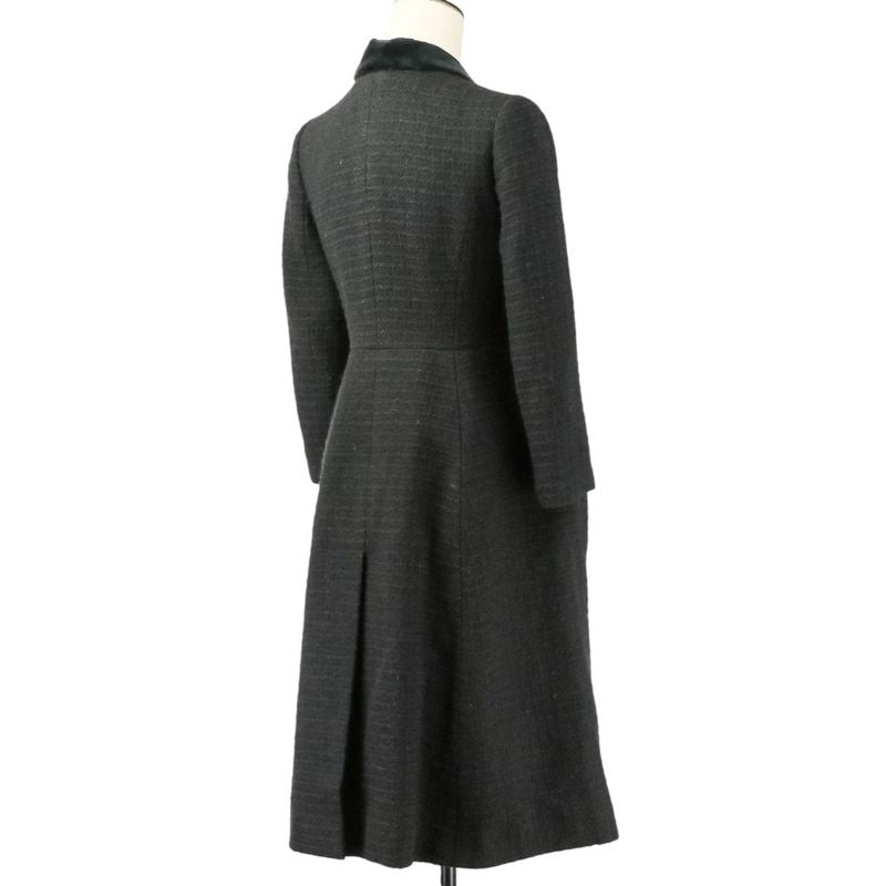 Chanel Tweed Coat with Scarf 36 Black