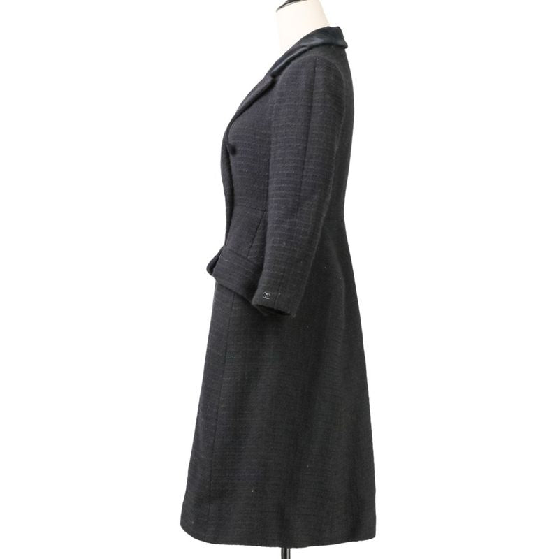 Chanel Tweed Coat with Scarf 36 Black