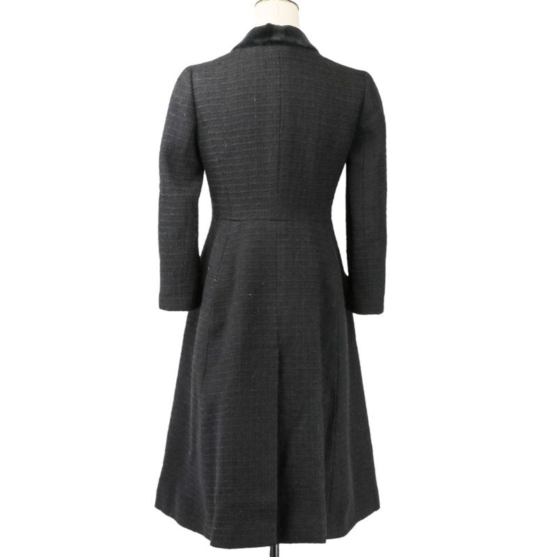 Chanel Tweed Coat with Scarf 36 Black