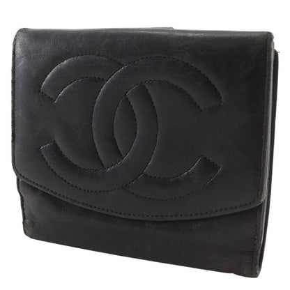 Chanel CC Logo Lambskin Black Bifold Wallet