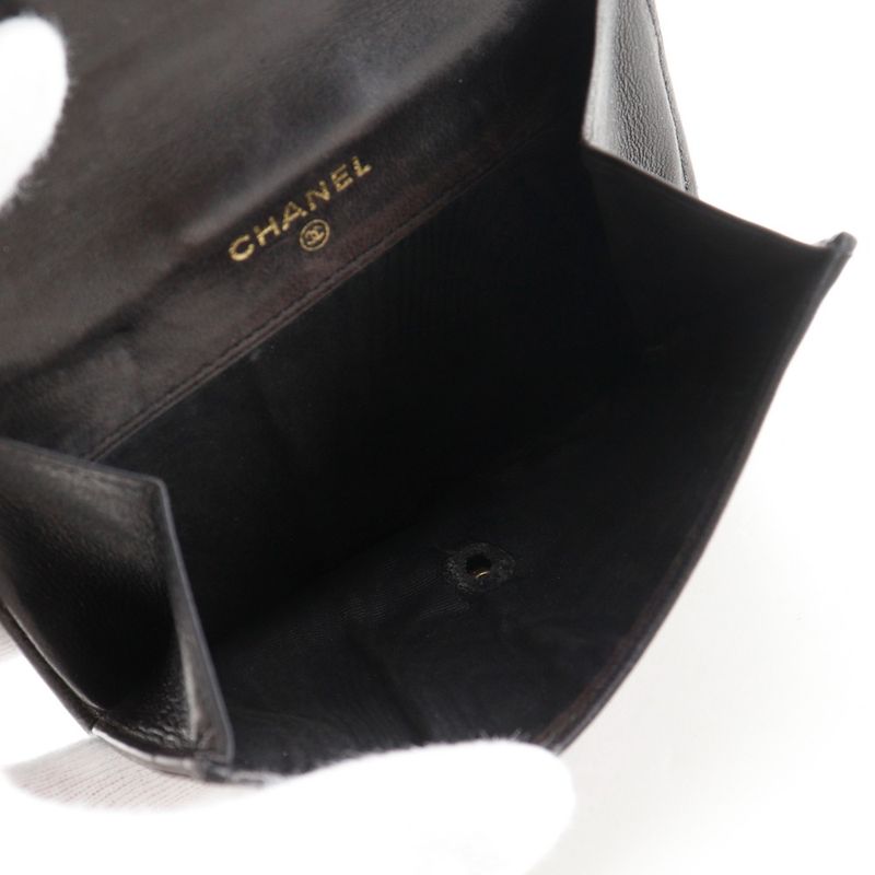 Chanel CC Logo Lambskin Black Bifold Wallet
