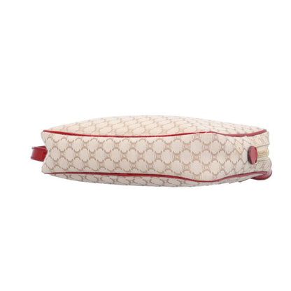 Celine Macadam Shoulder Bag Canvas Beige Red