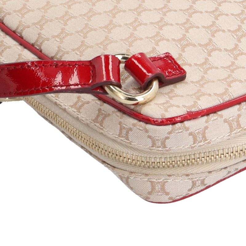 Celine Macadam Shoulder Bag Canvas Beige Red
