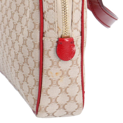 Celine Macadam Shoulder Bag Canvas Beige Red