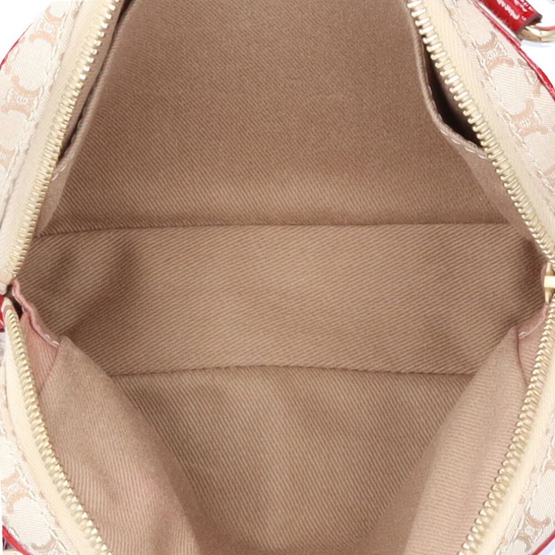 Celine Macadam Shoulder Bag Canvas Beige Red