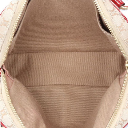 Celine Macadam Shoulder Bag Canvas Beige Red