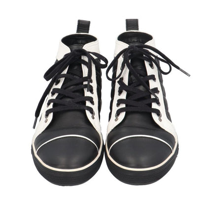 Chanel Quilted CC Logo Bicolor Sneakers Leather Black White