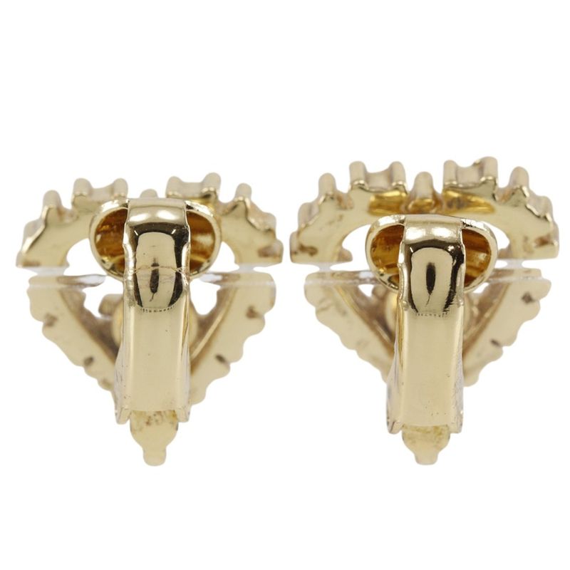 Dior Heart Logo Gold Plated Rhinestone Earrings
