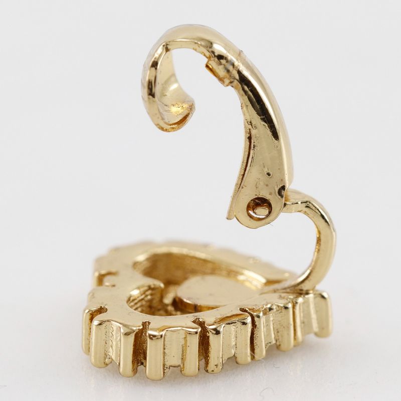 Dior Heart Logo Gold Plated Rhinestone Earrings