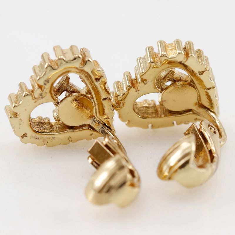 Dior Heart Logo Gold Plated Rhinestone Earrings